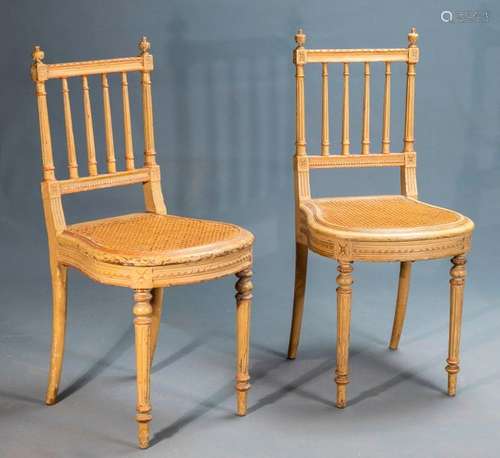 PAIR OF CHAIRS \nIn yellow lacquered wood \nLouis XV…