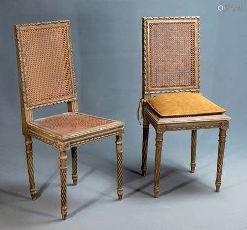 TWO CHAIRS \nCanes with straight back, tapered legs…