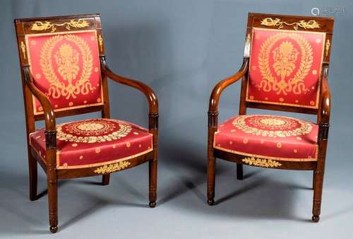 PAIR OF CHAIRS \nMahogany and mahogany veneer, feet…