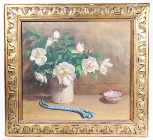 Elizabeth Crittenden Oil Canvas Silver Moon Roses