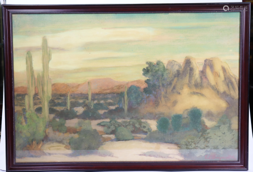 Everett Lloyd Bryant Desert Scene & Cactus Gouache