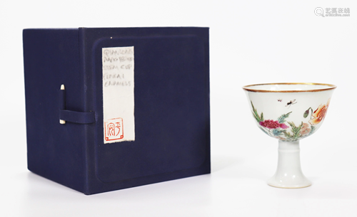 Fine Chinese Fencai Enamel Porcelain Sm Stemcup