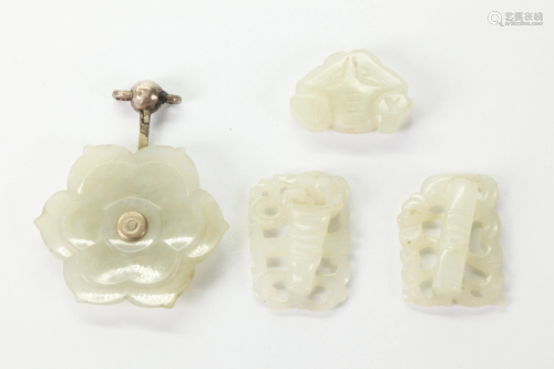 4 Chinese 18 C White Jade Carvings