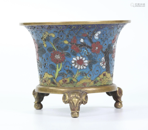 Chinese Republic 5-Bar Flag Cloisonne Censer