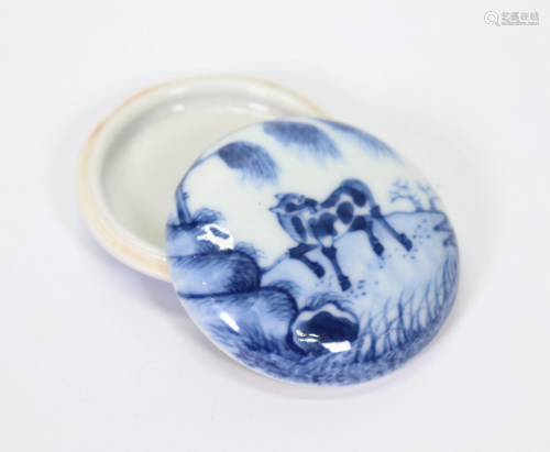 Chinese Blue & White Porcelain Seal Paste Box