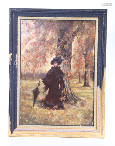 Oil on Canvas on Stretcher; Lady & Chestnut Trees