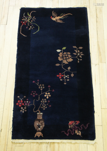 Chinese Art Deco Nichols Blue Wool Carpet