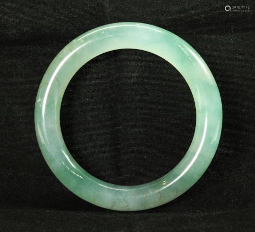 GIA Certified; Chinese Icy Green Jadeite Bangle