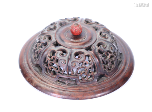 Fine Chinese 18 C Carved & Pierced Hard Wood Cover