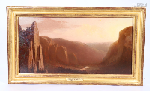 Lemuel Wiles; Oil Board 1876 Yosemite Landscape