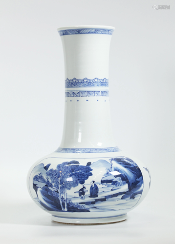 Fine Chinese Kangxi Blue & White Porcelain Vase