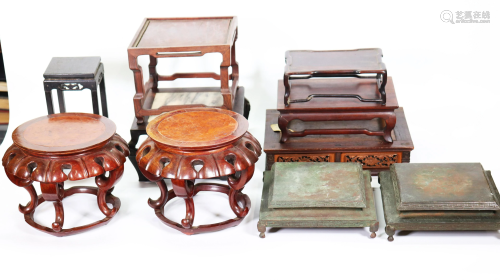10 Chinese Rectangular & High Footed Wood Stands