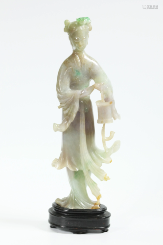 Lg Chinese 3 Color Translucent Jadeite Lady Figure