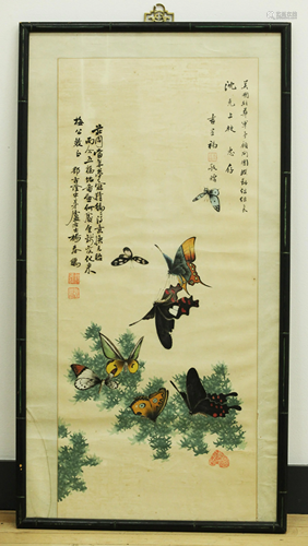 Yang Chunpeng; Chinese Scroll Painting Butterflies