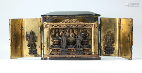 Japanese Early 19 C Complex Travel Shrine (Zushi)