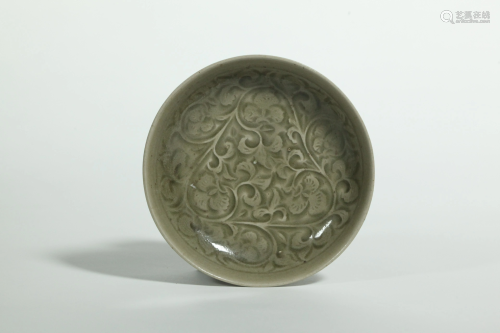 Chinese Yaozhou Incised Celadon Porcelain Bowl