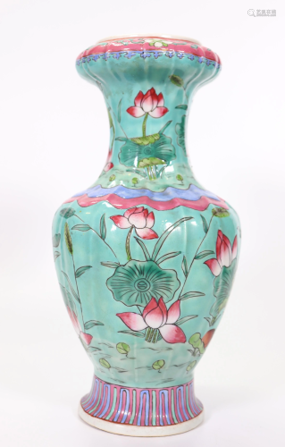 2 Chinese Porcelain Vases; Famille Rose & Langyao