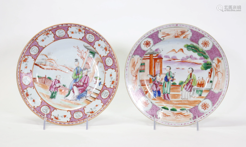 2 Chinese 18 C Rose Enamel Porcelain Plates