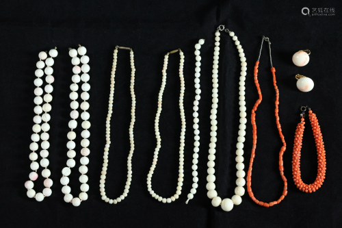 Group Vintage Angel Skin & Orange Coral Beads