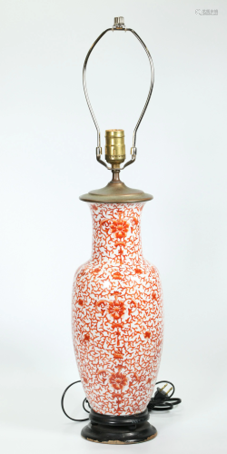 Chinese Iron Red Enameled Porcelain Vase