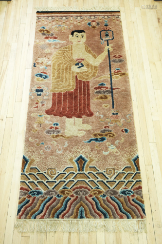 Tibetan Bodhisattva Pillar Carpet Probably Silk
