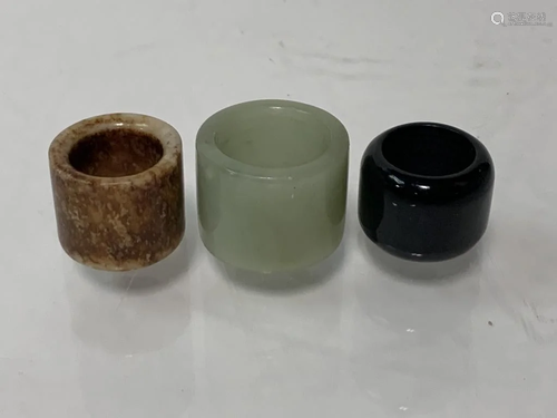 Lot of 3 White Jade Archers Banzhi Rings