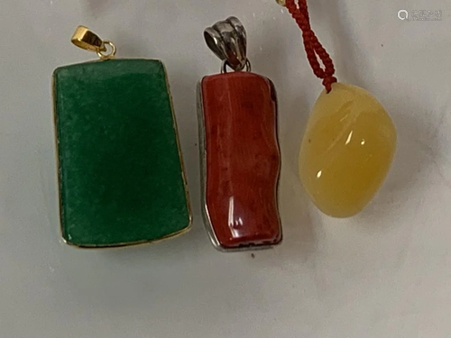 Lot of 3 Carved Pendants