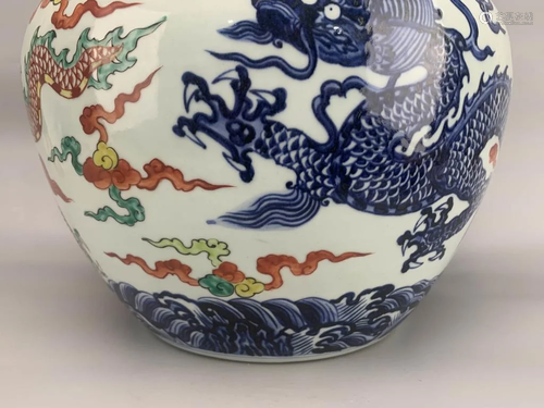 Blue&White Famille Rose Dragon Porcelain Jar