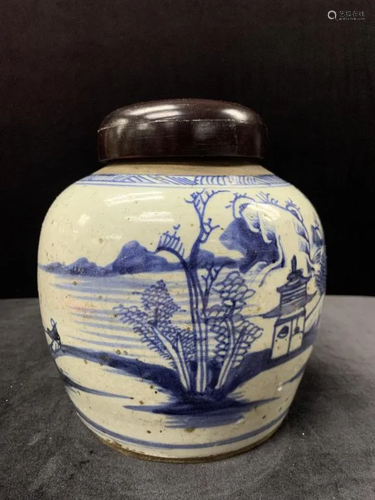 Chinese Old B&W Porcelain Jar