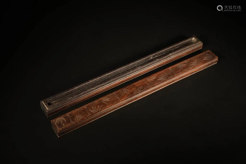 A Bamboo Pattern Red Sandalwoo d Carved Brush Case