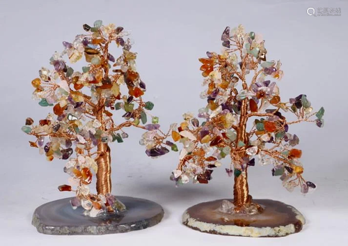 A Pair of Agate Tree Ornaments