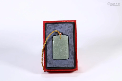 A Figure Carved Jade Pendant