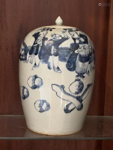 Chinese Blue and White Porcelain Jar W/ Lid