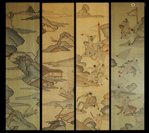 Qing Dynasty 4 Pieces of Kesi Hanging Screens