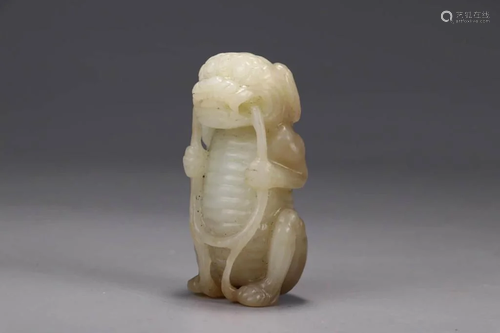 A Hetian Jade Carved Beast Ornament