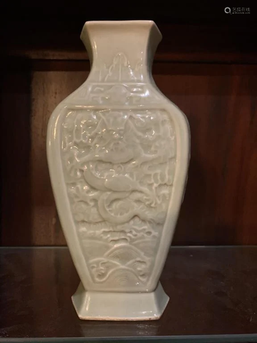 Chinese Celadon Carved Porcelain Vase