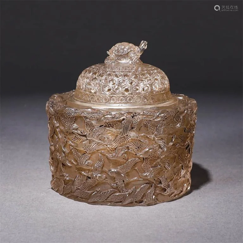 A Cranes Carved Glassware Censer