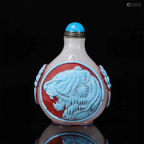 A Tiger Carved Glassware Snu? Bottle