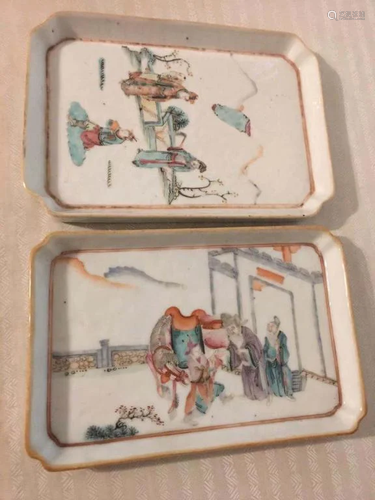 LOT of 2 Chinese Famille Rose Porcelain Tray