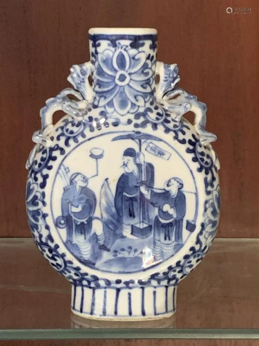 A Blue and White Porcelain Moon Flask-Qianlong Mrk