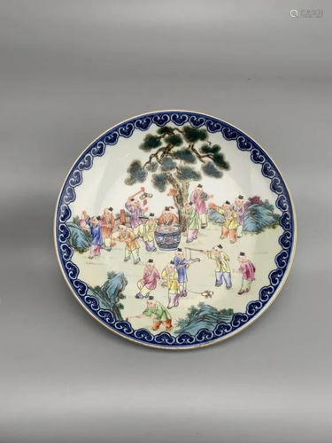 A Famille Rose Children Painted Porcelain Plate