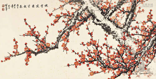 Chinese Ink And Color Plum Blossom Painting