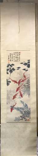 Chinese Ink And Color Scroll Painting