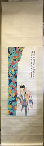 Chinese Ink And Color Scroll Painting