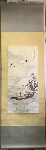 Chinese Ink And Color Scroll Painting