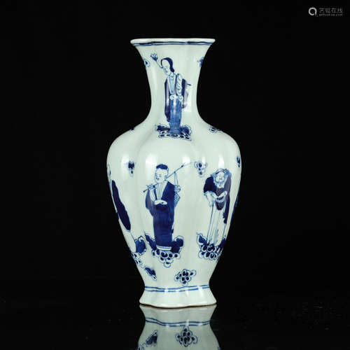 Chinese Blue White 8 Immortal Porcelain Vase