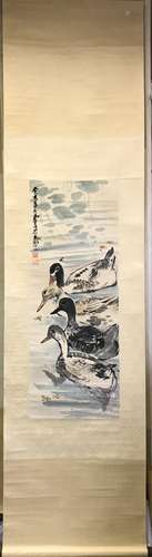 Chinese Ink And Color Scroll Painting