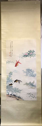 Chinese Ink And Color Scroll Painting