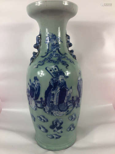 Chinese Celadon Glazed Blue White Porcelain Vase