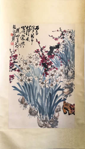 Chinese Ink And Color Scroll Painting